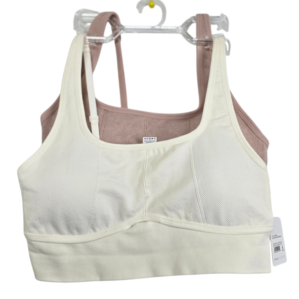 Yogalicious Stonewashed Ribbed Seamless Sports Bra – Size L – Textured Wireless